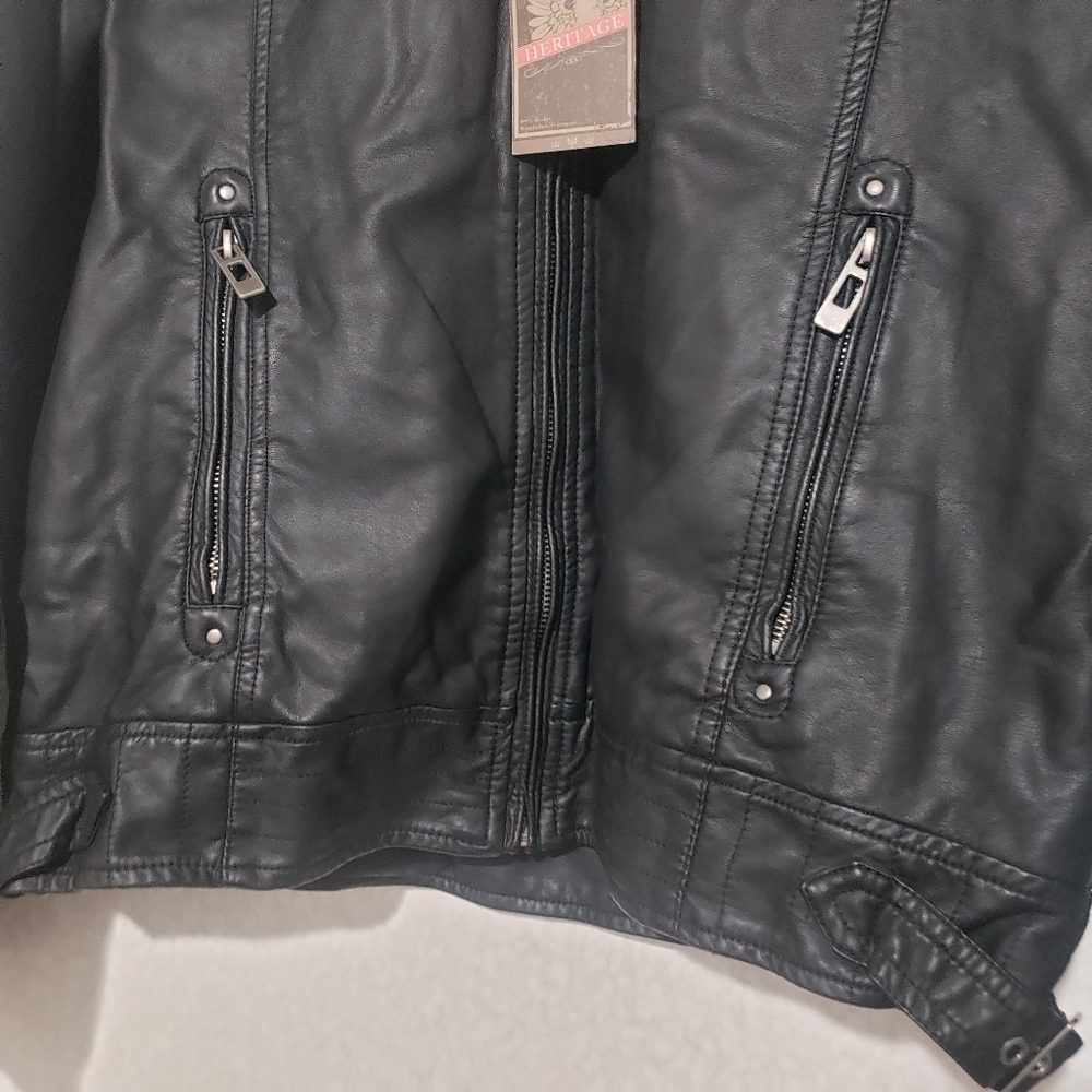NEW HERITAGE Men's Black FAUX Leather Jacket....SIZE:L - Picture 7 of 12